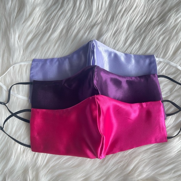 Plum Double Satin Mask with Adjustable Straps, Formal Masks, Date Night, Party - Picture 3 of 3